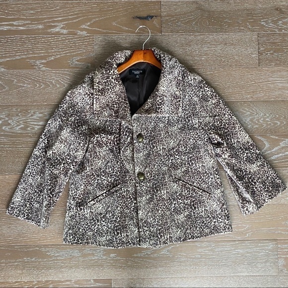 Talbots Leopard Print Velvet Blazer | Brown | 12 - Picture 1 of 6